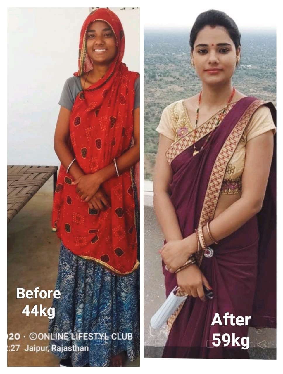 Pinky Devi before and after transformation result